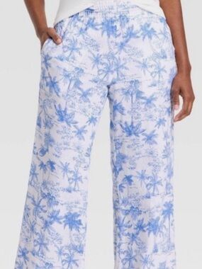 Women’s tropical wide leg linen pants